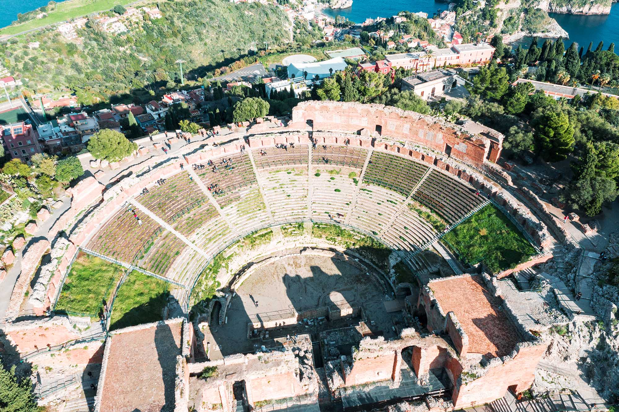 aerial view teatro greco city (en)